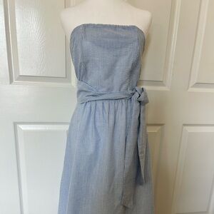 Striped Blue and White Strapless Dress